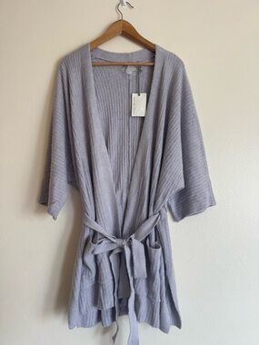 Barefoot Dreams Soft Violet Ribbed Belted Cardigan